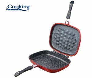 TIGAIE DUBLA DREPTUNGHIULARA TIP GRILL, ALUMINIU, 32x24x7.5 CM, RED LINE, COOKING BY HEINNER - Img 3