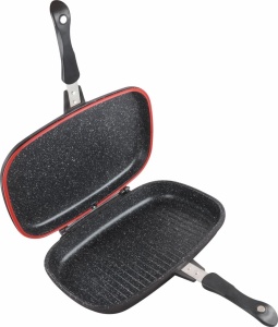 TIGAIE DUBLA DREPTUNGHIULARA TIP GRILL, ALUMINIU, 36x24x7.5 CM,DARK LINE CLASSIC,COOKING BY HEINNER - Img 2
