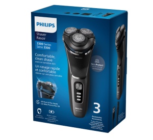 Aparat de ras PHILIPS Shaver Seria 3000 S3343/13, Barbierit umed şi uscat, Fara fir, Capete 5D pivotante si flexibile, Lame autoascutire, 60 min, Sistem de barbierire anticoroziune, Capac de protectie, Suport de incarcare, Negru, L x A x I (mm) 80x140x190 - Img 2