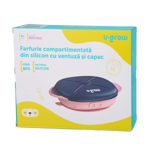 Farfurie silicon cu capac , mov, U-Grow - Img 4