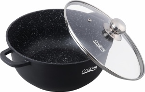 SEMIOALA ALUMINIU TURNAT +CAPAC, 36 CM X 16 CM, 13.5 L, DARK LINE, COOKING BY HEINNER - Img 2