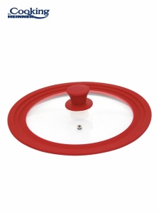 SET 3 CAPACE STICLA CU MARGINE DIN SILICON AJUSTABILA 16/18/20 CM; 22/24/26 CM; 28/30/32 CM; ROSU - Img 2