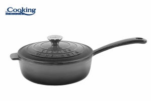 TIGAIE ADANCA FONTA EMAILATA + CAPAC 24 X 8 CM, 2.5 L, MARBLE GREY, COOKING BY HEINNER - Img 2