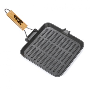 TIGAIE GRILL FONTA PURA CU MANER LEMN DETASABIL, 23X2 CM, AMBALAJ ETICHETA COLOR, VANORA HOME - Img 2