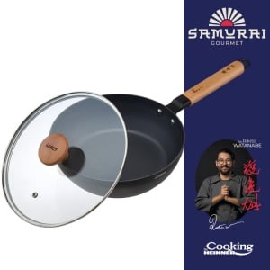 TIGAIE WOK ALUMINIU + CAPAC 28X8 CM, RIKITO WATANABE, SAMURAI GOURMET, COOKING BY HEINNER - Img 3