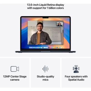 MacBook Air 13.6" Retina/Apple M4 (CPU 10-core, GPU 8-core, Neural Engine 16-core)/16GB/256GB - Midnight - US KB (2025) 30W USB C ( CTO from MW123RO/A ) - Img 4