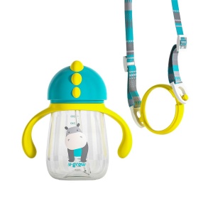Pachet 3 in 1 cana 260 ml tritan cu 3 accesorii diferite pentru baut : tetina biberon, cioc , pai, blue, U-Grow - Img 5