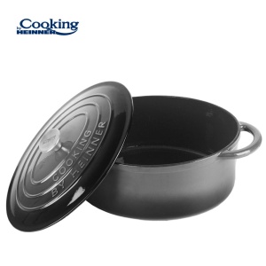 SEMIOALA FONTA OVALA EMAILATA + CAPAC 33x26.5x11.5CM, 6L MARBLE GREY, COOKING BY HEINNER - Img 2