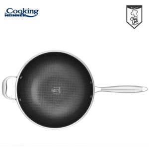 TIGAIE WOK INOX + CAPAC STICLA 30x8.5 CM, 4.5L, TITANIUM3, COOKING BY HEINNER - Img 4