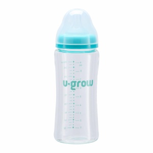 Biberon de sticla 260 ml+2 tetine extra, U-Grow