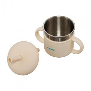 Cana din silicon cu pai si interior din inox,220 ml, U-Grow - Img 2