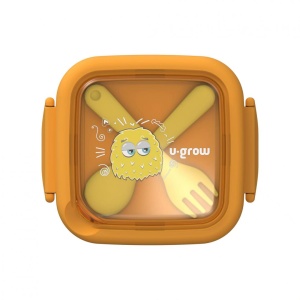 Caserola 2in 1 cu lingurita si furculita, galbena ,U-Grow - Img 2