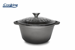 CRATITA FONTA EMAILATA + CAPAC 22 X 9.5 CM, 2.9 L, MARBLE GREY, COOKING BY HEINNER