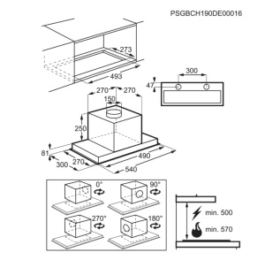 HOTA INCORPORABILA ELECTROLUX LFG716R, Hota caseta; Seria 700 SENSE; 54 cm; Conectivitate plita; Telecomanda ca si accesoriu ;1 motor; 3 viteze + intensiv; 1 filtru de aluminiu lavabil; Control electronic; Putere de absorbtie - 700 mc/h; Negru mat - Img 3
