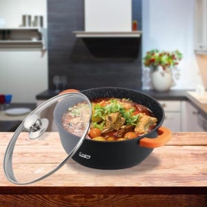 SEMIOALA ALUMINIU TURNAT+CAPAC , 24 cm x 11.5 cm , 4.4 L, DARK LINE, COOKING BY HEINNER - Img 2