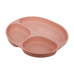 Set diversificare 3 piese silicon : bol , farfurie si cana cu cioc, roz, U-Grow - Img 2