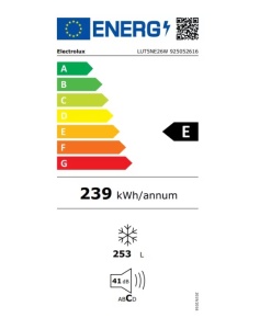 CONGELATOR ELECTROLUX LUT5NE26W, Capacitate totala 276 litri; Dimensiuni HxLxA : 186x60x64 cm; 7 rafturi; Usa reversibila; Nivel de zgomot 40 db; Clasa eficienta energetica E; Alb - Img 3