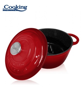 CRATITA FONTA EMAILATA+CAPAC 22X9.5CM,2.9L, RED LINE, COOKING BY HEINNER - Img 2