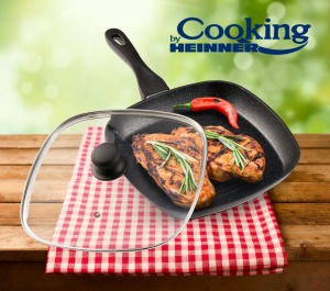 TIGAIE GRILL ALUMINIU+CAPAC, 28X4CM, BLACK SAND, COOKING BY HEINNER - Img 2