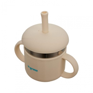 Cana din silicon cu pai si interior din inox,220 ml, U-Grow - Img 3
