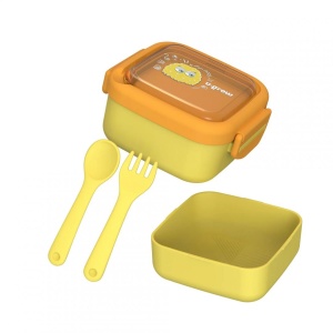 Caserola 2in 1 cu lingurita si furculita, galbena ,U-Grow - Img 3