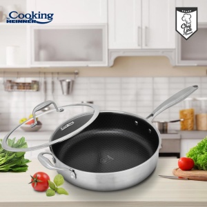 TIGAIE ADANCA INOX +CAPAC STICLA IN 3 STRATURI 28*7.5CM, 4.2 L, TITANIUM3, COOKING BY HEINNER - Img 6