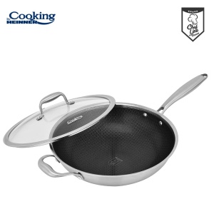 TIGAIE WOK INOX + CAPAC STICLA 30x8.5 CM, 4.5L, TITANIUM3, COOKING BY HEINNER - Img 2