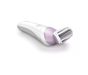 Aparat de ras fara fir umed si uscat PHILIPS Lady Shaver Seria 6000 BRL136/00, Wet&Dry, 40 min utilizare, Manusa exfoliere, Alb/Mov, L x A x I (mm) 60x120x185 - Img 2