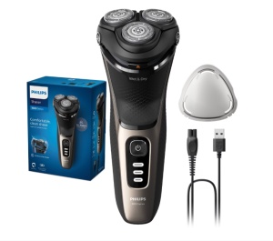 Aparat de ras PHILIPS Seria 3000 S3242/12 Wet&Dry, Autonomie 60 min, 3 elemente de taiere, Auriu, L x A x I (mm) 80x140x190