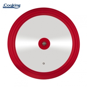 CAPAC STICLA CU MARGINE DIN SILICON AJUSTABILA PE 3 DIMENSIUNI 28/30/32 CM, ROSU, COOKING BY HEINNER - Img 2