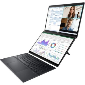 Laptop Asus Zenbook Duo, UX8406CA-PZ166X, 14.0-inch, 3K (2880 x1800)OLED 16:10 aspect ratio, Intel® Core™ Ultra 9 Processor 285H (24MCache,up to 5.40 GHz), 32GB LPDDR5X on board, 1TB M.2 NVMe™ PCIe® 4.0SSD,120Hz refresh rate, 400nits, Glossy display, - Img 2