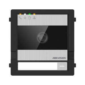Post exterior videointerfon modular 2 fire Hikvision DS-KD7003EY-IME2, fara carcasa, camera 2MP, 1 buton, microfon si difuzor incorporate, 2000 de utilizatori, RS-485, IK08 & IP65, alimentare: 48V (din distributor DS-KAD7060EY) sau 12VDC, dimensiuni: