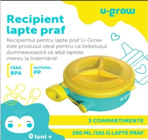 Recipient lapte praf cu 3 compartimente ,250ml, U-Grow - Img 4