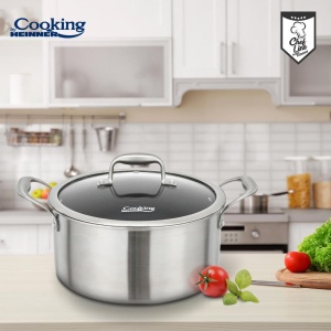 SEMIOALA INOX+CAPAC STICLA IN 3 STRATURI 24x12 CM, 5 L, TITANIUM3, COOKING BY HEINNER - Img 6