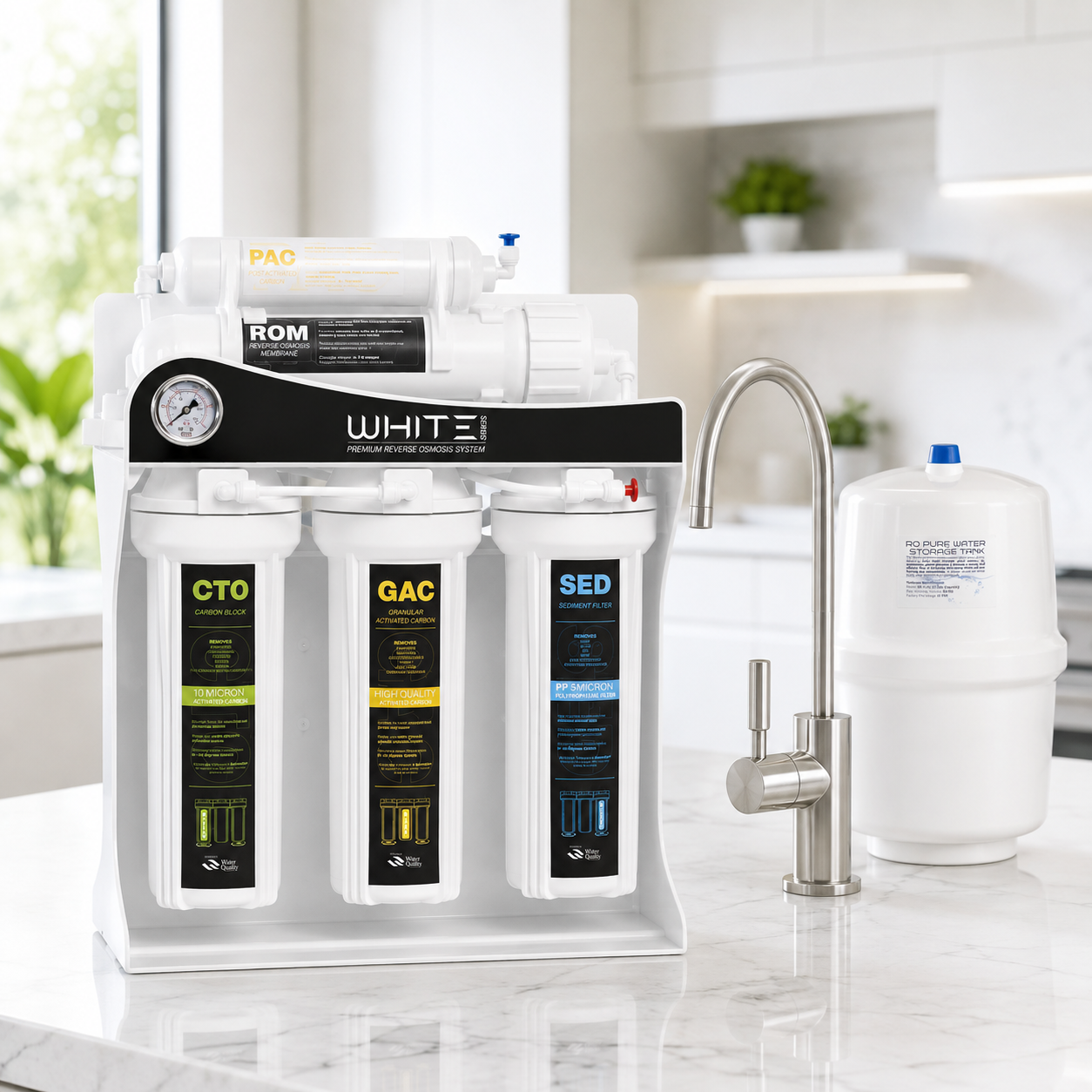 Sistem osmoză inversă WHITE Series – 5 stadii, 75 GPD