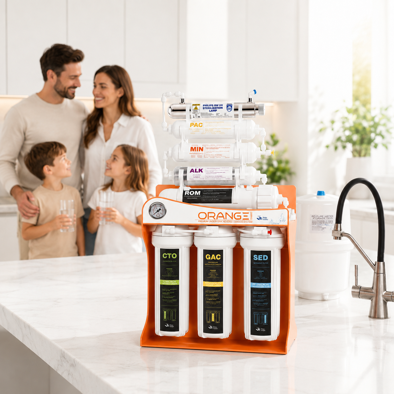 Sistem osmoză inversă ORANGE Series – 8 stadii, 100 GPD, UV-C