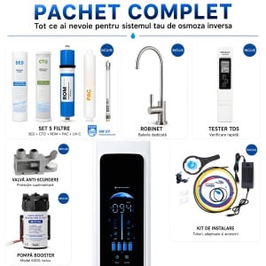 Sistem osmoză inversă PENTARO – 5 stadii, 600 GPD, UV-C - Img 3