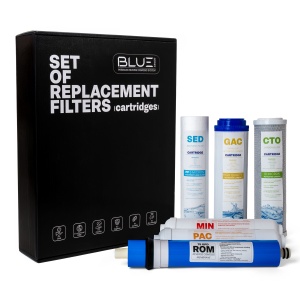 Set cartușe BLUE Series – 6 filtre, membrană 75 GPD