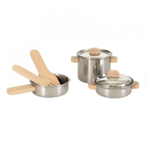 Joc de rol Set de vase de inox cu manere din lemn, Egmont Toys - Img 4