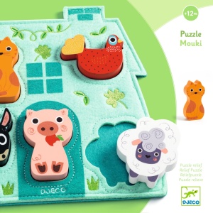 Puzzle din lemn cu baza din fetru, Djeco - Img 2
