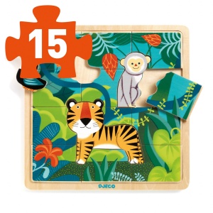 Puzzle din lemn Jungla, Djeco - Img 3