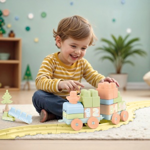 Set de constructii cu trenulet - 36 piese (pastel) - Img 2