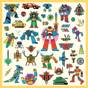Abtibilduri metalice Roboti, Djeco - Img 3