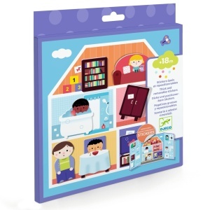 Planse cu abtibilduri repozitionabile Invatam ce facem acasa, Djeco - Img 4