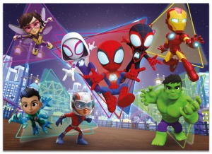 Puzzle de colorat maxi - Paienjenelul Marvel si prietenii lui uimitori (4 x 48 de piese) - Img 3