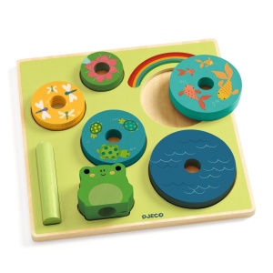 Puzzle si joc din lemn de stivuit, Djeco - Img 4