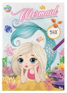 Carte de colorat cu abtibilduri - Sirena magica