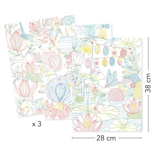 Mapa cu 3 postere de colorat motive japoneze, Djeco - Img 4