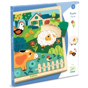 Puzzle din lemn Animale de la ferma, Djeco - Img 4