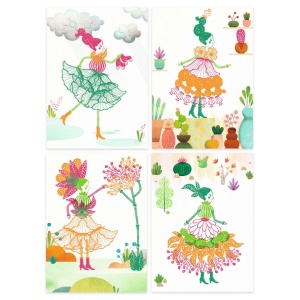 Joc creativ cu stampile Fete flori, Djeco - Img 3